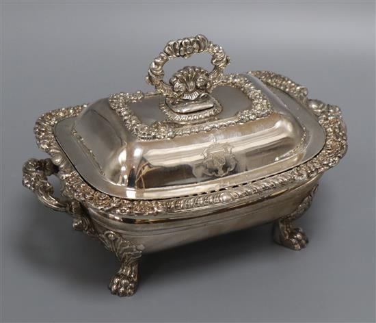 A George III Sheffield plate tureen and cover height 14cm